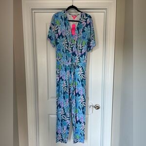 Lilly Pulitzer Blue and Pink Floral Jumpsuit